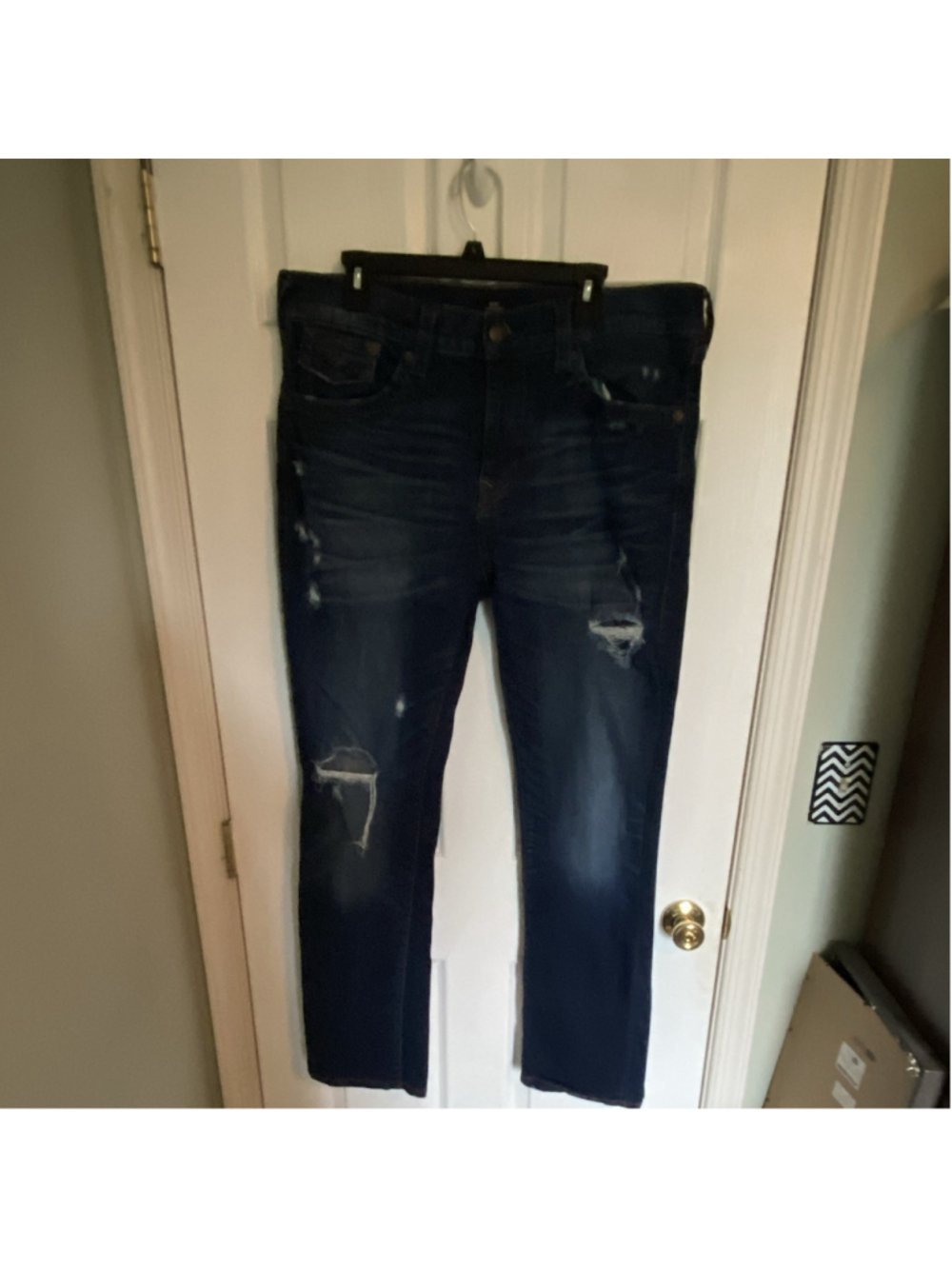 True Religion Ricky FLAP Relaxed Straight Men’s Distressed Jeans 38x31 - Picture 2 of 7